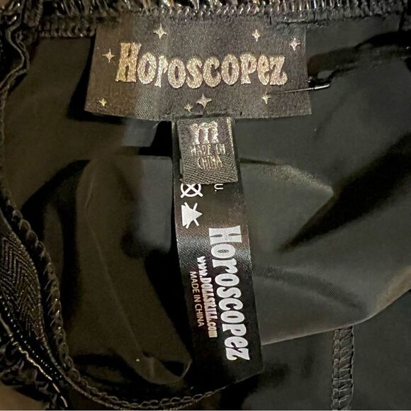 Horoscopez x Dolls Kill black patent miniskirt pink/purple metallic stars szM - Picture 14 of 16